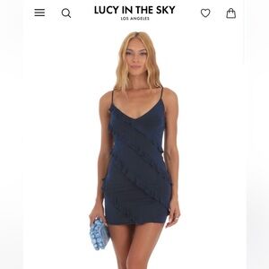 NWOT Lucy in the Sky|Ruffle Mini Dress in Navy Small perfect for hoco